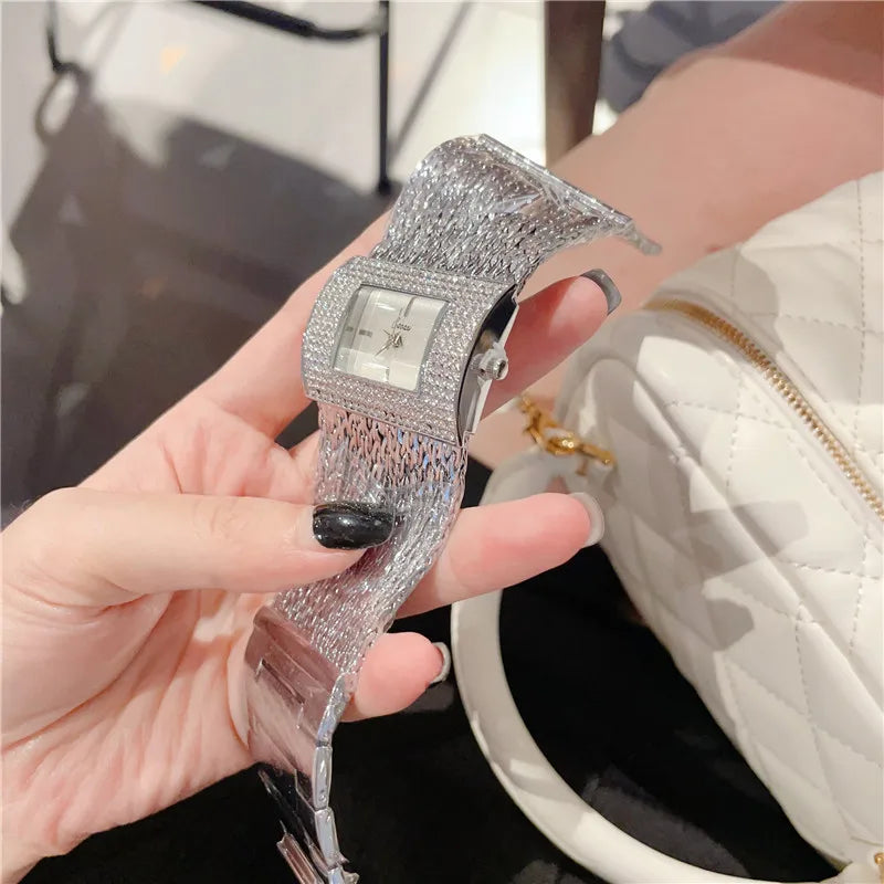Gold Quartz Women's Watch Luxury Fashion Large Dial Water Resistant Dress Bracelet Ladies Wristwatches Reloj Mujer