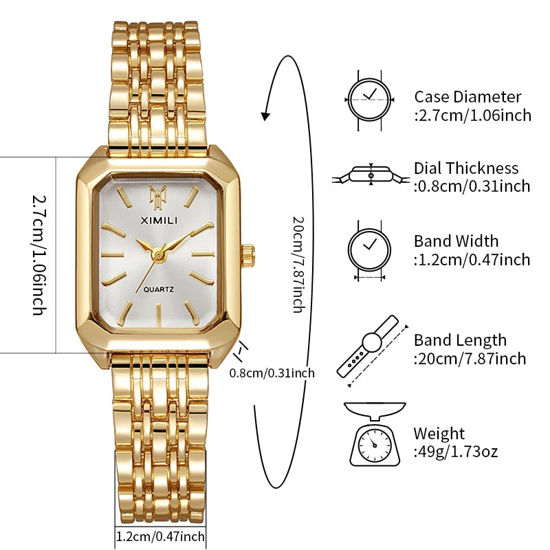 Elegant Rectangle Luxury Ladies Quartz Watch Stainless Steel Strap Women Wristwatch Reloj Mujer Relogio Feminino Female Gift