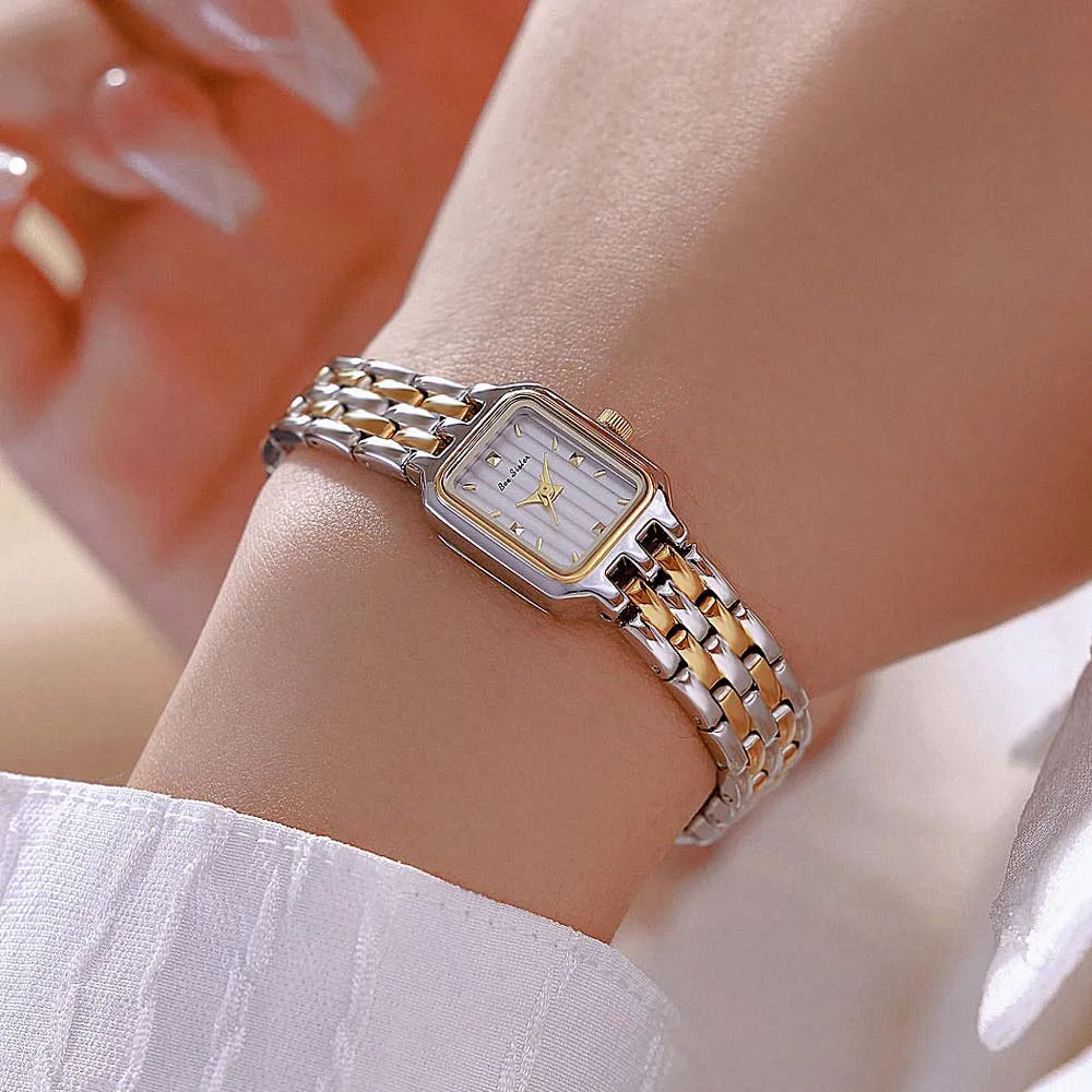 Women’s Fashion Square Small Dial Watch Stainless Steel Bracelet Luxury Quartz Wristwatch Simple Lady Dress Gift 2025 New