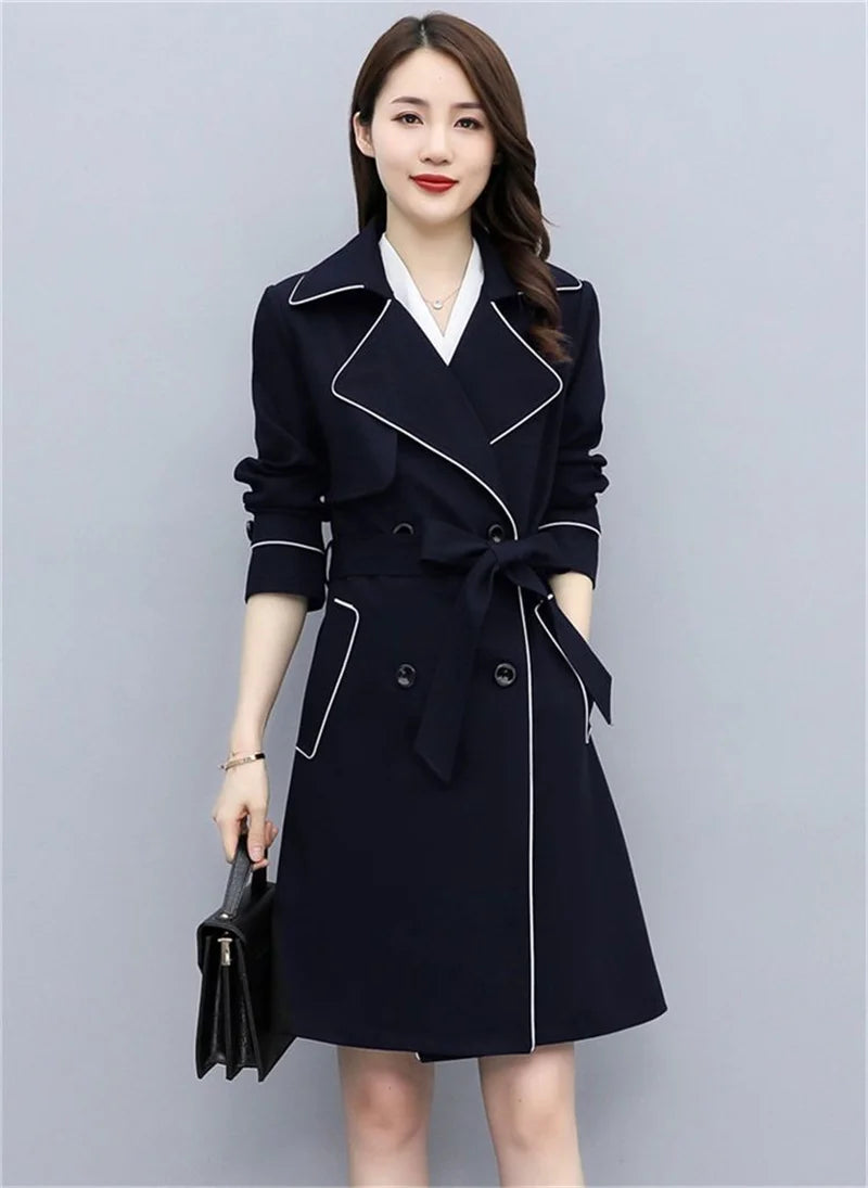 Women's Double Breasted Trench Coat with Belt