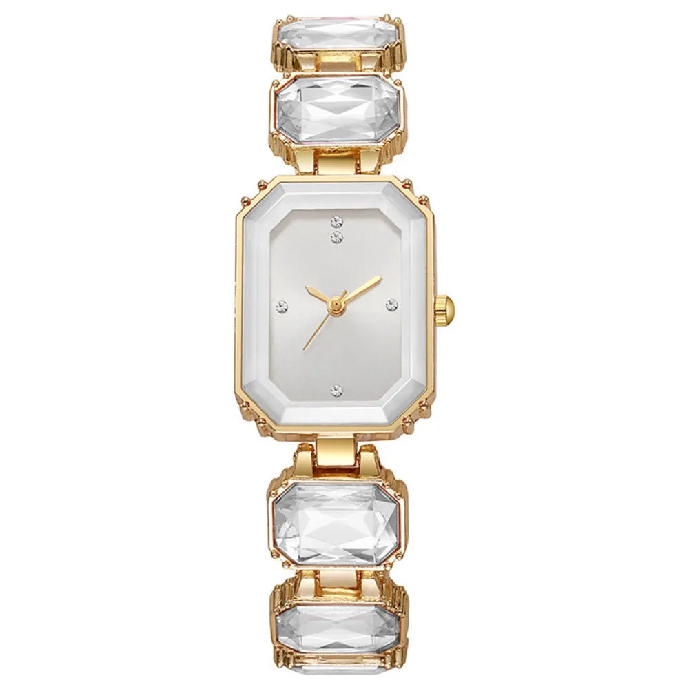 Rhinestone Quartz Watches Diamond Studded Watch Strap with Adjustable Bracelet Women Wristwatch Square Shaped Watch Women Girl