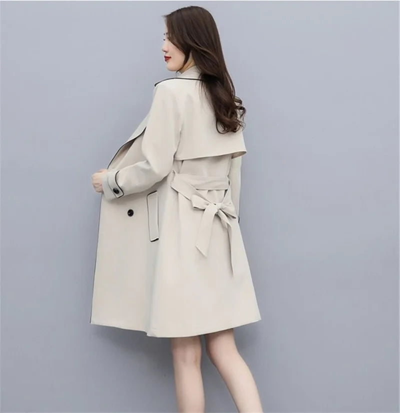 Women's Double Breasted Trench Coat with Belt