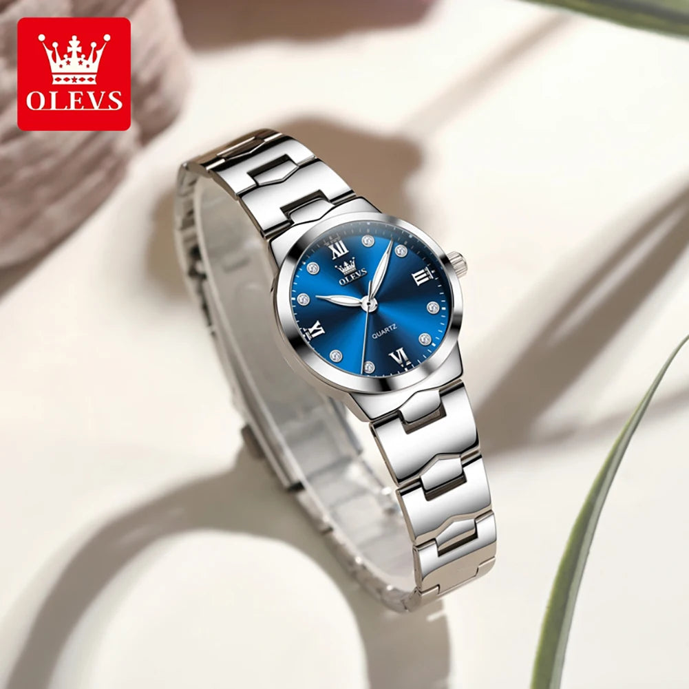 OLEVS 3735 Elegance Original Quartz Movement Watch For Women Diamond Dial Brand HD Luminous Function 30m Waterproof Watch