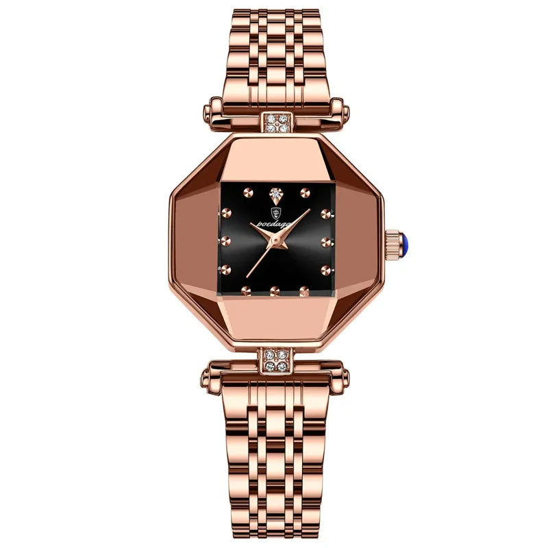Women Quartz Watch Leather Steel Watch Rhinestone Ladies Bracelet Watch Casual Wristwatch Clock Relogio Feminino
