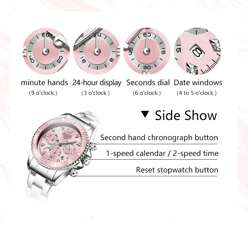 OLEVS 5632 Luxury Women Watch Original Quartz Watch Multi Functional HD Date Waterproof Luminous Chronograph Women Gift Watch