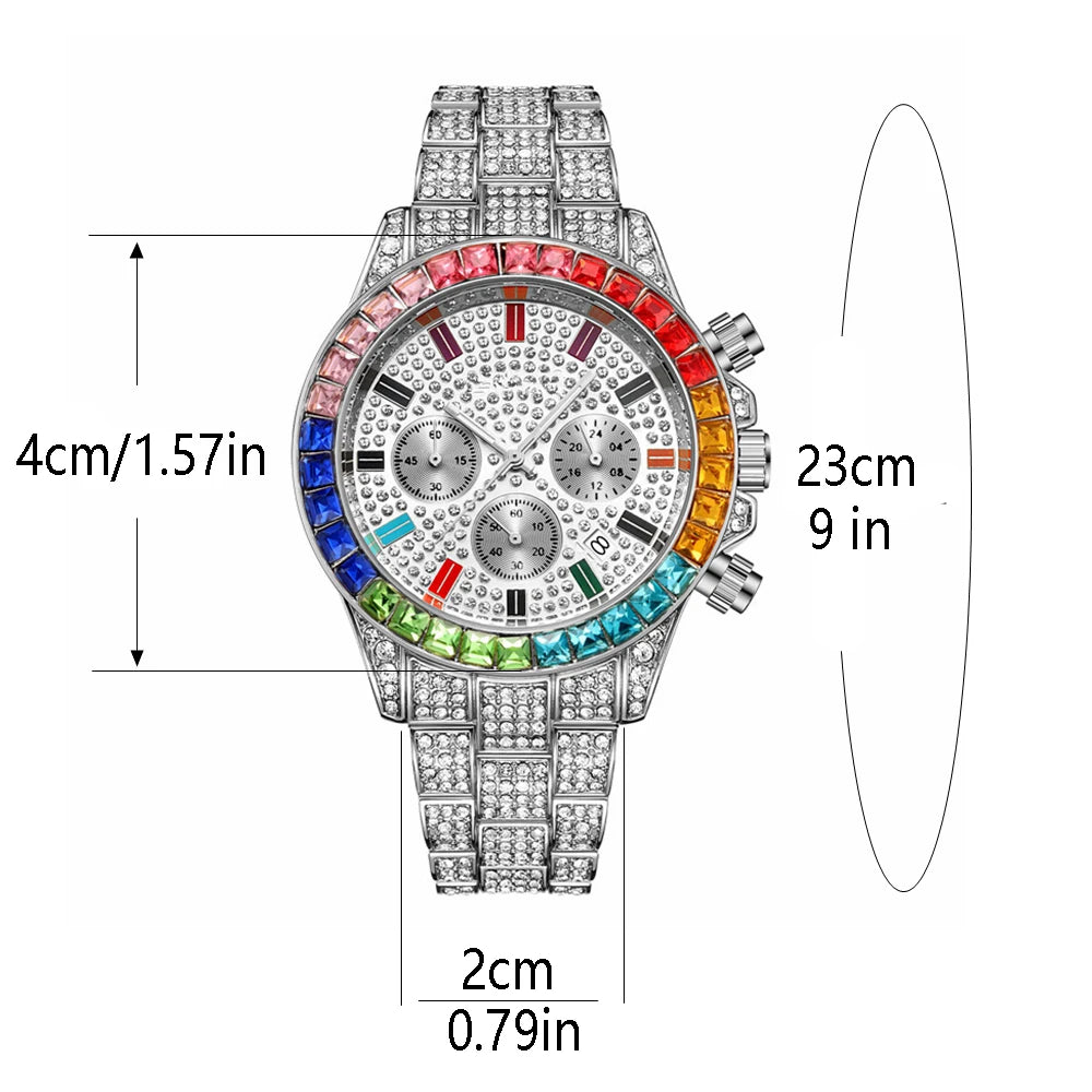 Cuban Chain Rhinestone Dress Watch