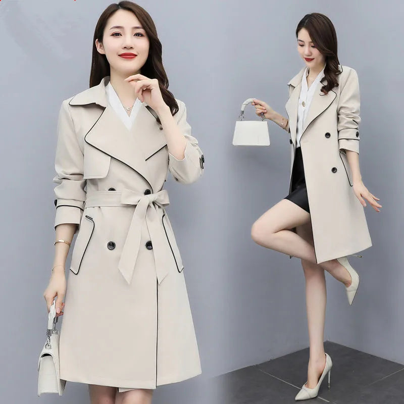 Women's Double Breasted Trench Coat with Belt