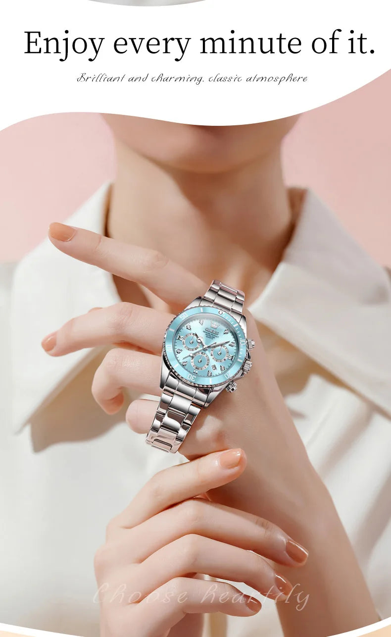 OLEVS 5632 Luxury Women Watch Original Quartz Watch Multi Functional HD Date Waterproof Luminous Chronograph Women Gift Watch