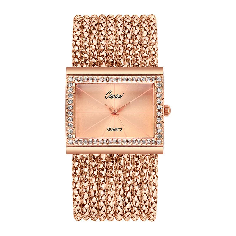 NEW Ladies Watches Fashion Gold Diamond Bracelet Women Luxury  Vintage Quartz Watches Simple Square Dial Female Dress Gifts