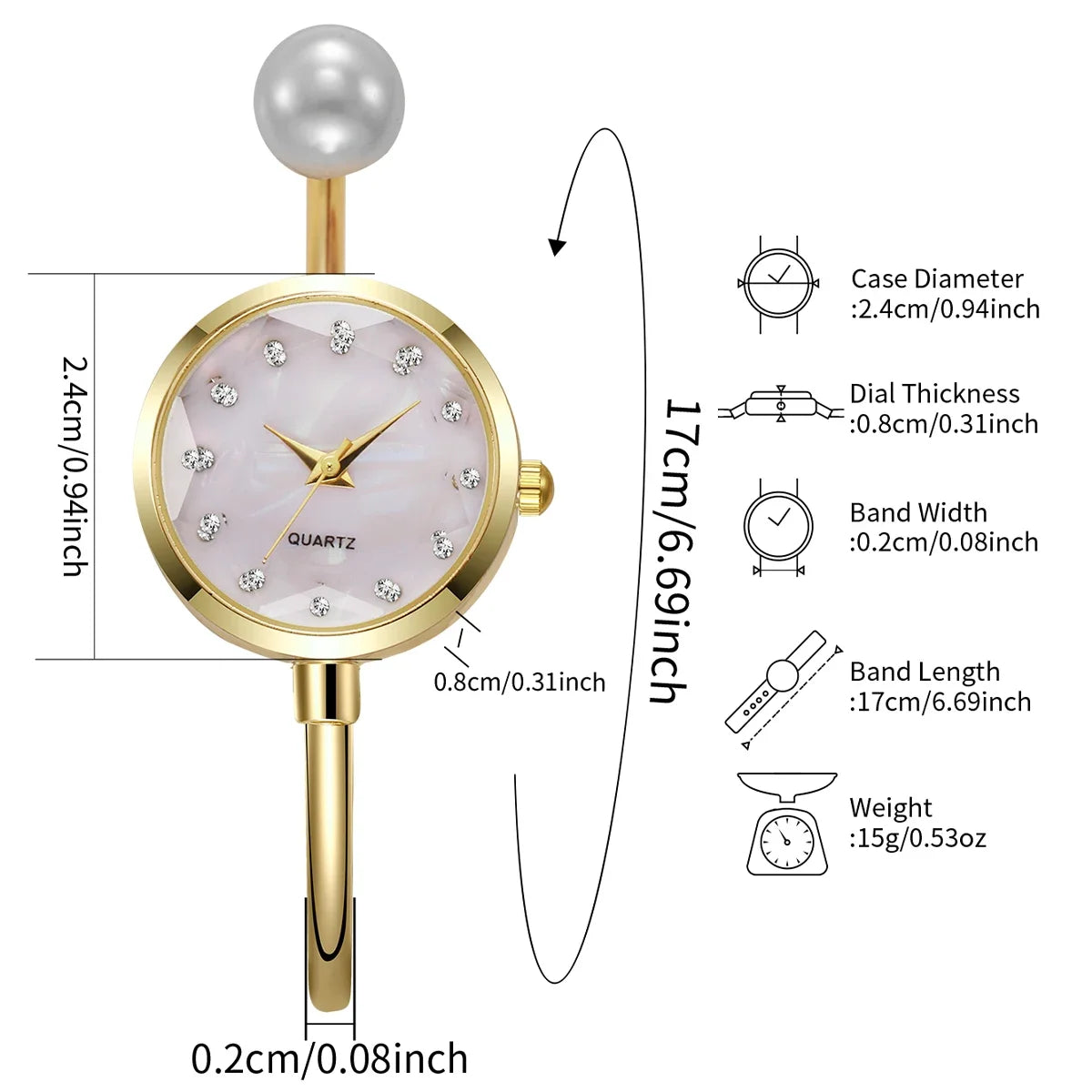 Elegant Pearl Bracelet Strap Women Quartz Wristwatch Fashion Diamond Dial Watch For Ladies Clock Reloj Mujer