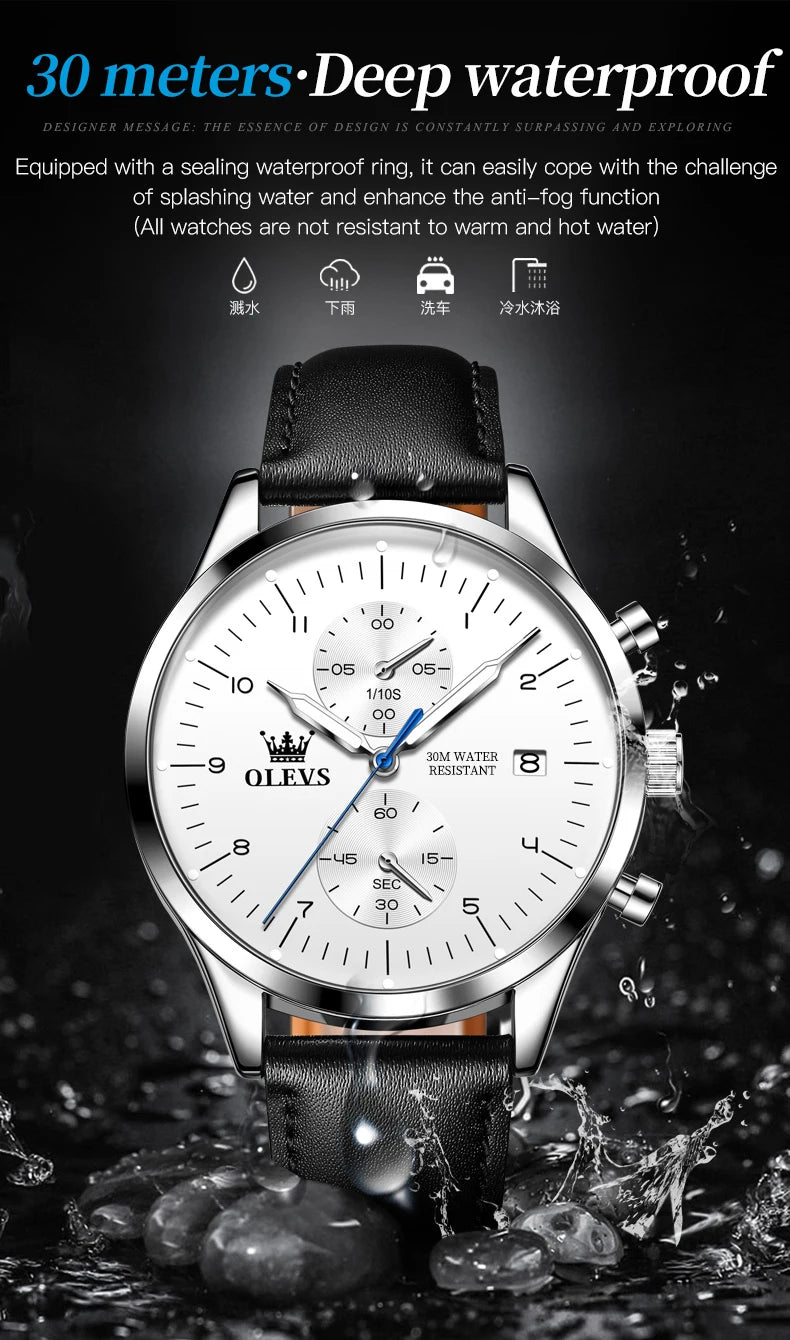 OLEVS 2880 Mens Watch Classic Original Multifunctional Quartz Watch Waterproof Luminous Date Watches For Men Box Gift