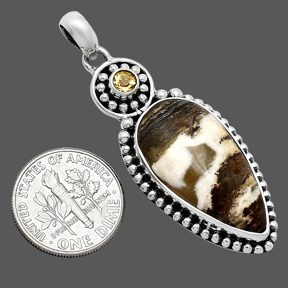 Natural Snake Skin Jasper & Citrine Pendant P-1500 SDP152826-2