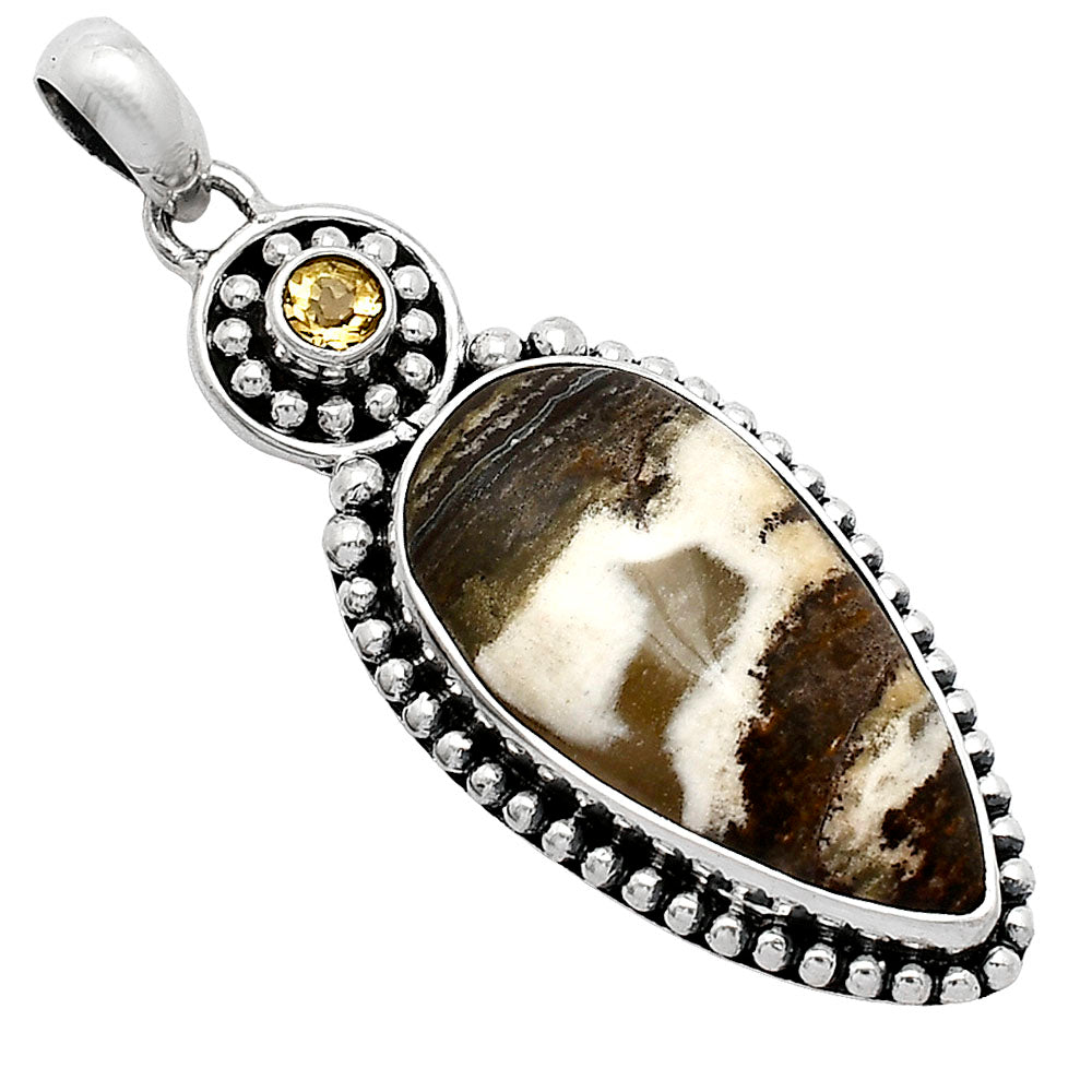 Natural Snake Skin Jasper & Citrine Pendant P-1500 SDP152826-1