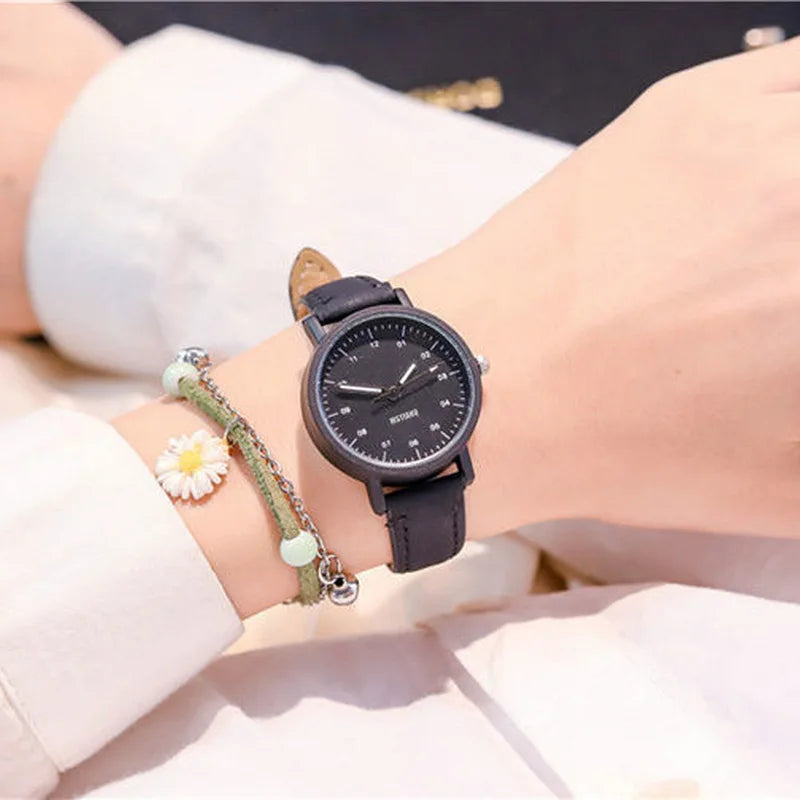 Women's Watch PU Leather Strap Bracelet Women Quartz Watches Small Round Dial Fashion Wristwatch for Ladies Girls
