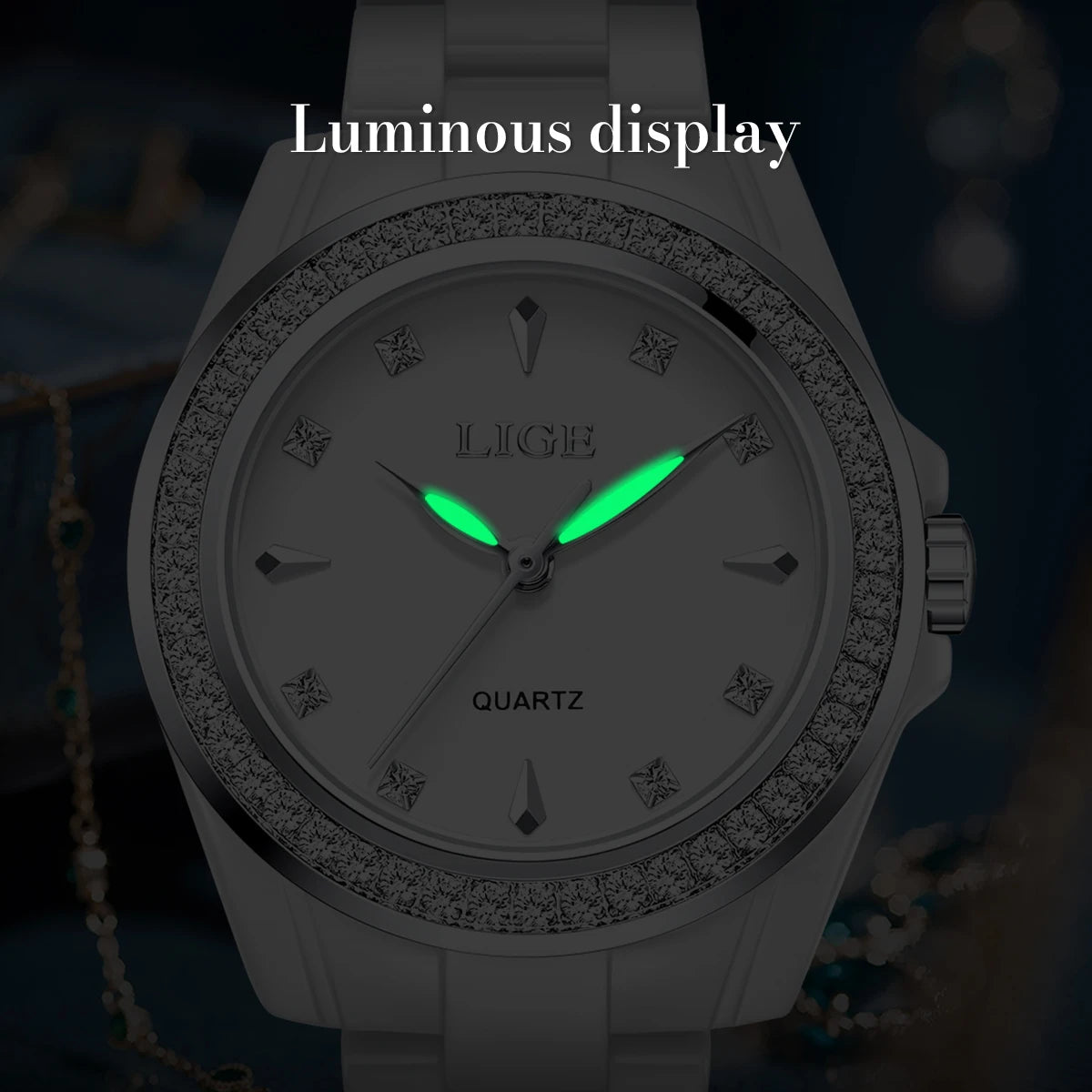 LIGE TOP Women Quartz Watches 2026 Ceramic Elegant Fashion Waterproof Luminous Clock Vintage Watch for Women Reloj De Mujer+BOX