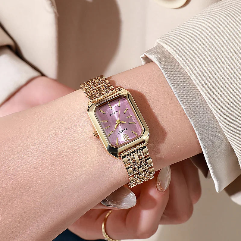 Elegant Rectangle Luxury Ladies Quartz Watch Stainless Steel Strap Women Wristwatch Reloj Mujer Relogio Feminino Female Gift