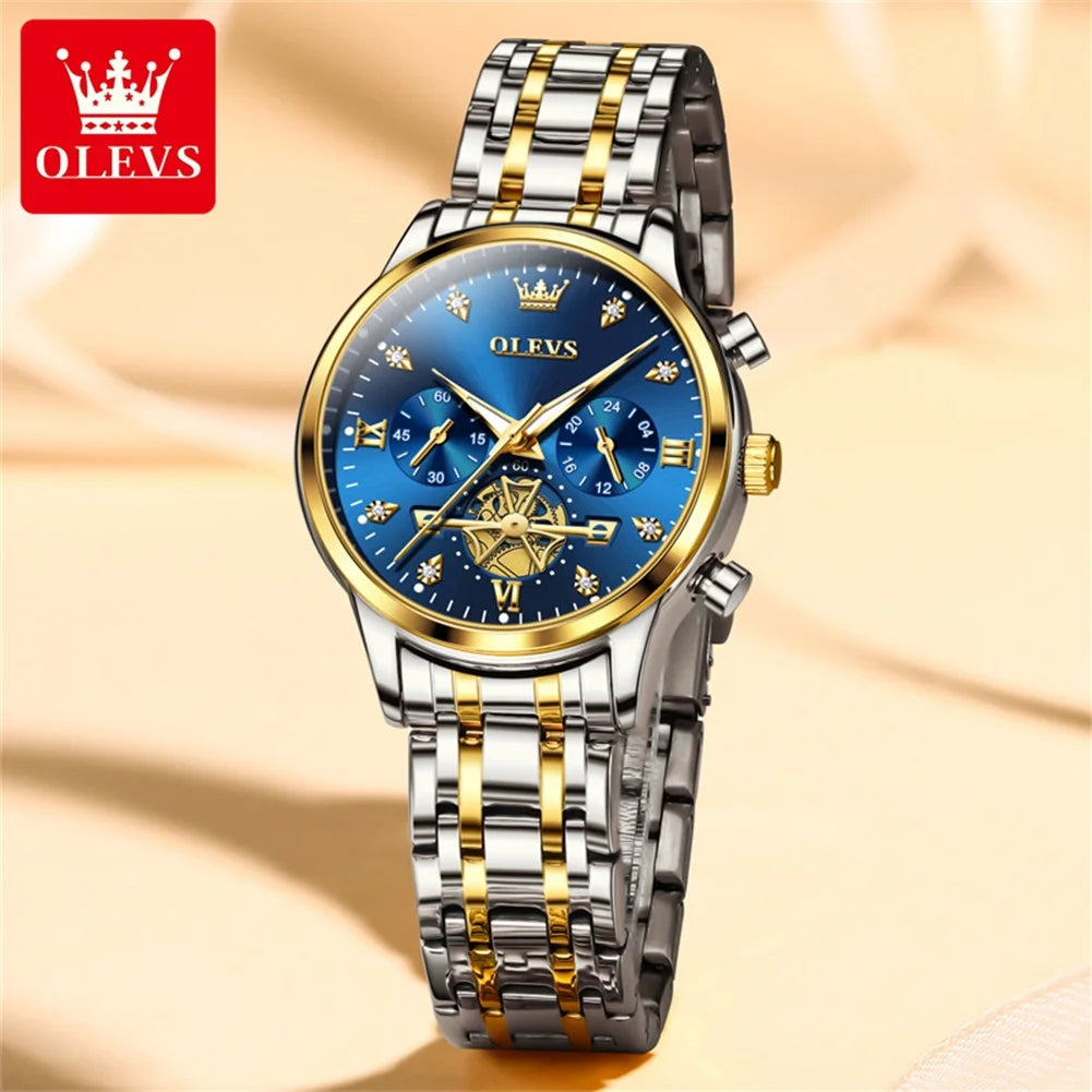 OLEVS Original Fashion Ladies Quartz Wristwatch Waterproof Luminous Multifunction Women Watches Gifts Box Reloj 2897