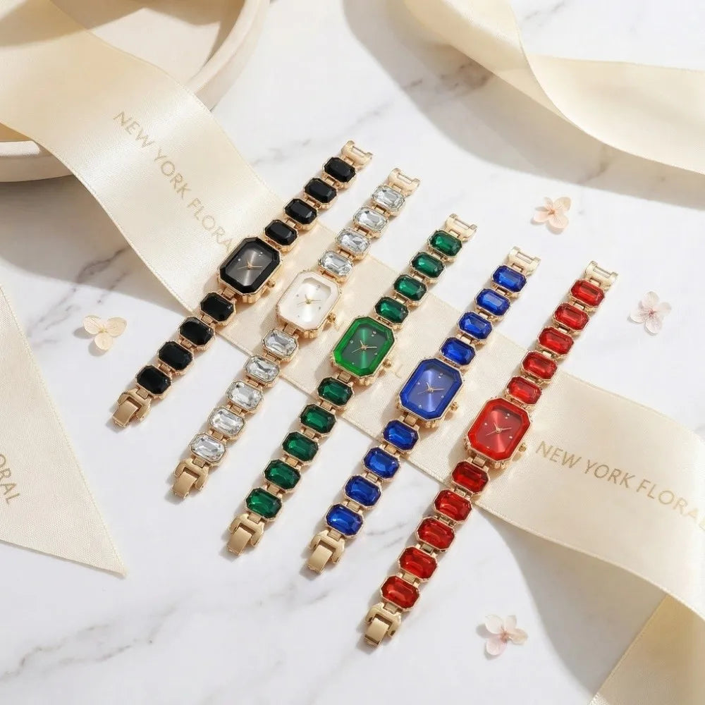 Rhinestone Quartz Watches Diamond Studded Watch Strap with Adjustable Bracelet Women Wristwatch Square Shaped Watch Women Girl