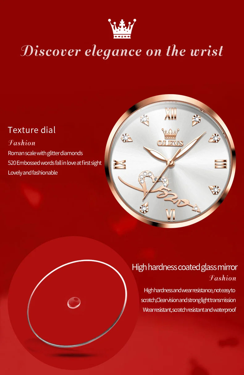OLEVS 5530 Versatile Fashion Women's Quartz Watches Waterproof Mesh Belt Love Dial Luminous Clock Original Brand Wristwatch