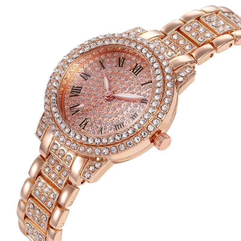 Women Men Fashion Shining Rhinestone Watch Hip Hop Number Quartz Watch Full Diamond Elegant Wristwatch Clock Friend Couple Gifts