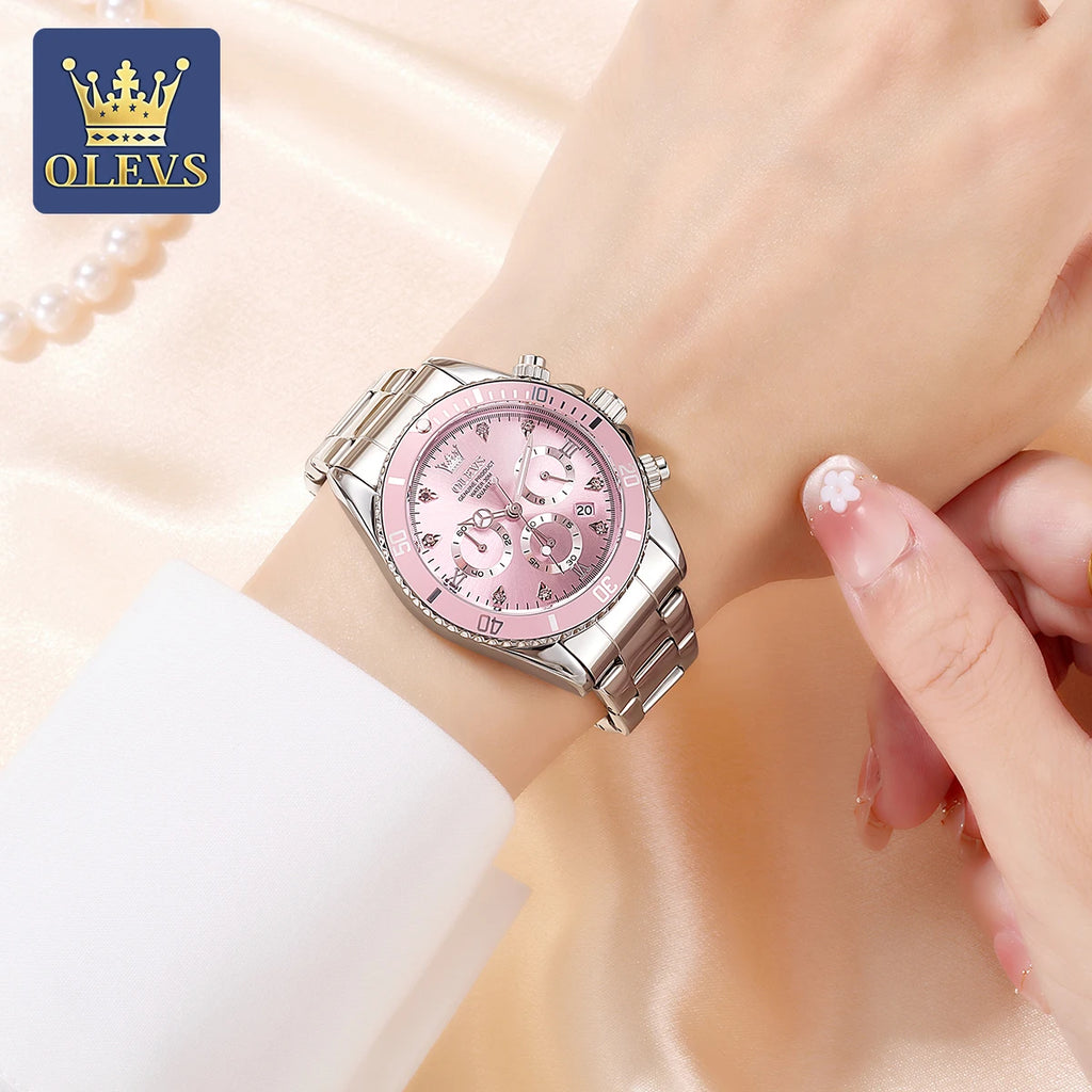 OLEVS 5632 Luxury Women Watch Original Quartz Watch Multi Functional HD Date Waterproof Luminous Chronograph Women Gift Watch