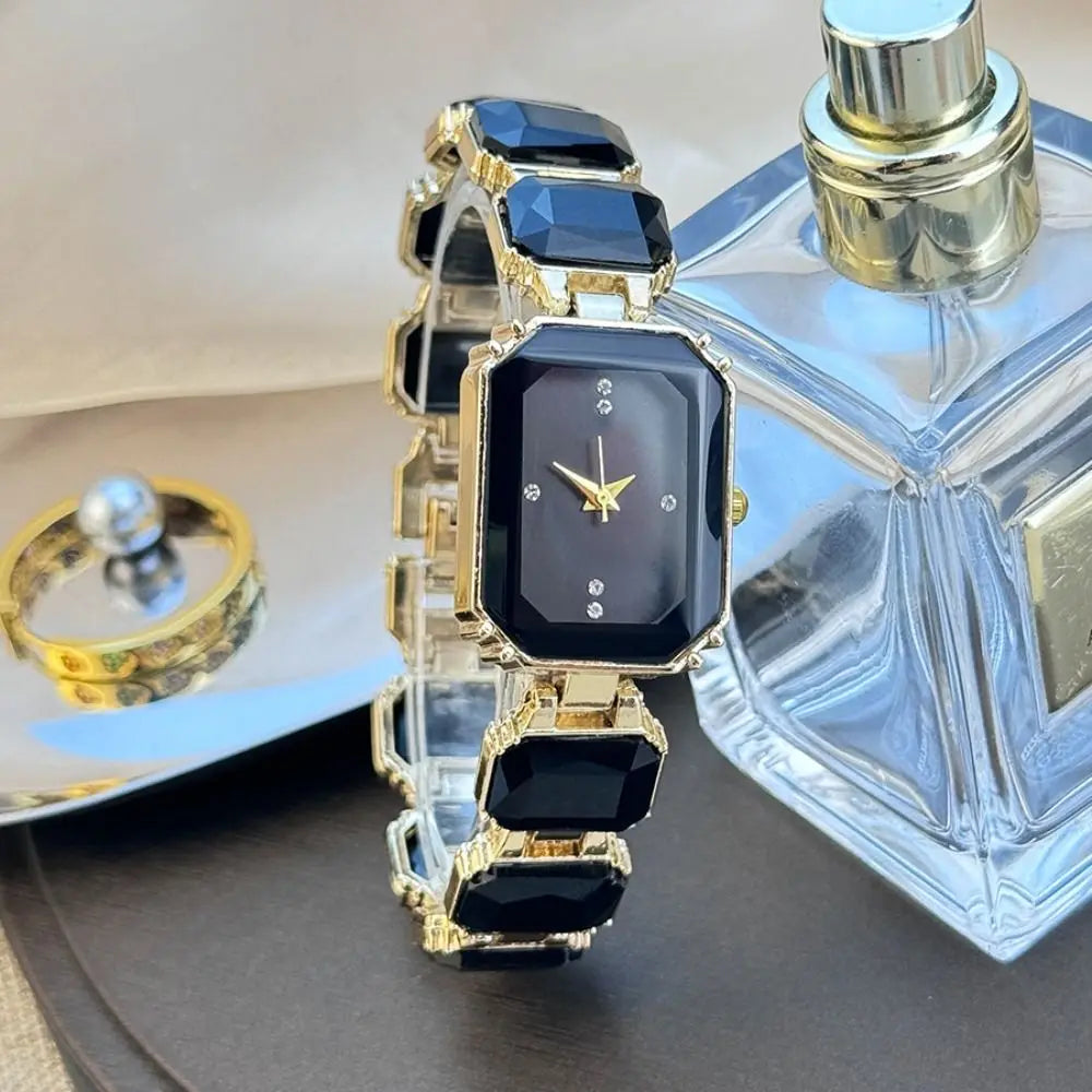 Rhinestone Quartz Watches Diamond Studded Watch Strap with Adjustable Bracelet Women Wristwatch Square Shaped Watch Women Girl