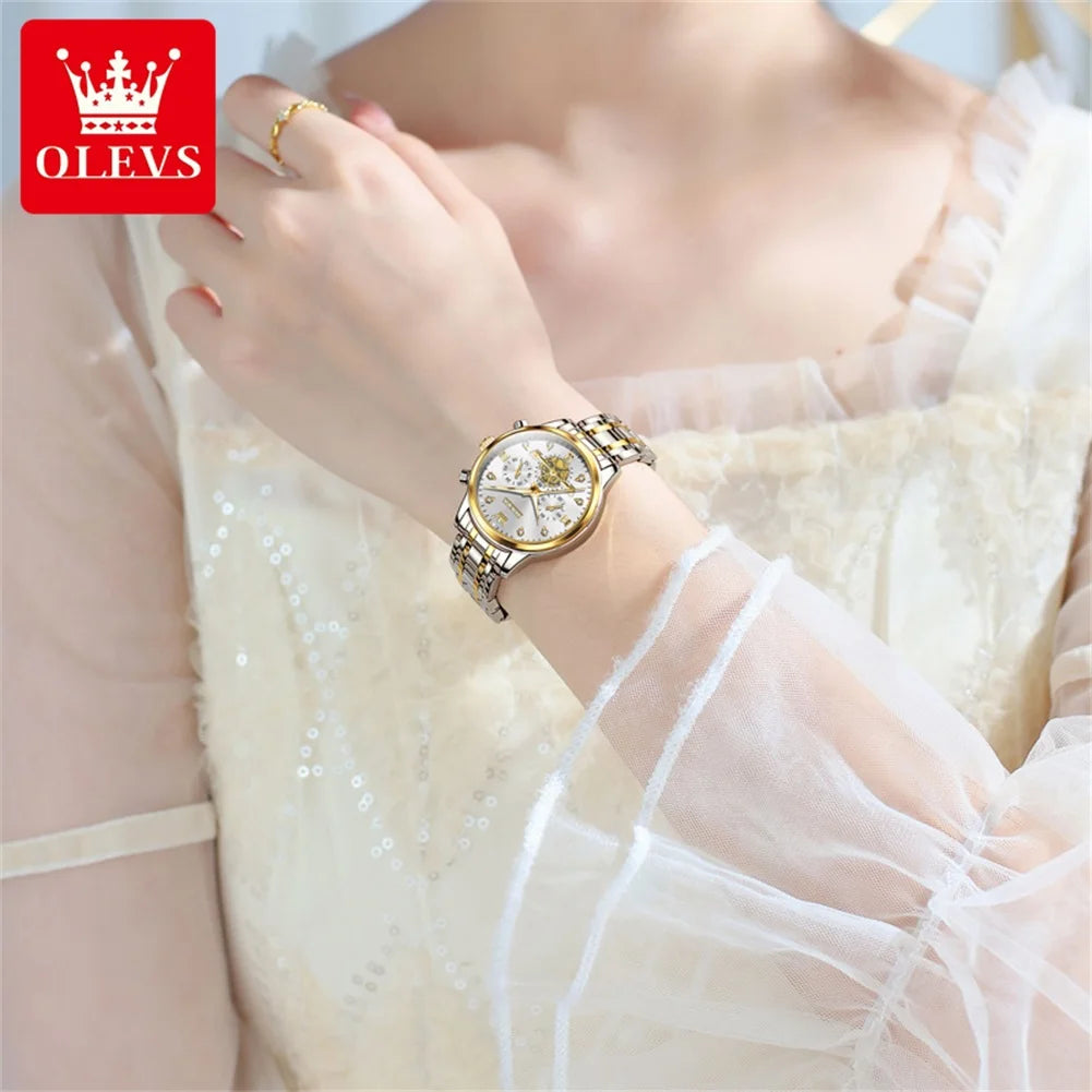 OLEVS 2897 Watches for Women Original Ladies Watch Waterproof Chronograph Sports Business Elegant Women's Quartz Wristwatches