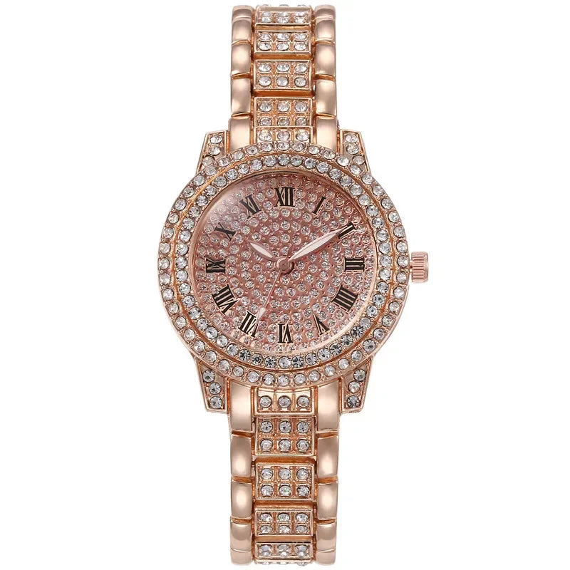 Women Men Fashion Shining Rhinestone Watch Hip Hop Number Quartz Watch Full Diamond Elegant Wristwatch Clock Friend Couple Gifts