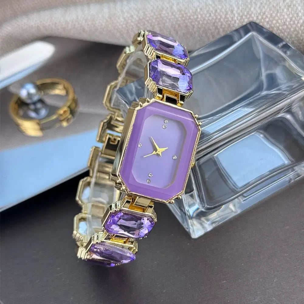 Rhinestone Quartz Watches Diamond Studded Watch Strap with Adjustable Bracelet Women Wristwatch Square Shaped Watch Women Girl