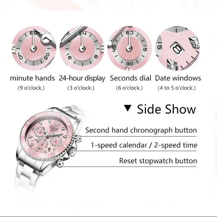 OLEVS 5632 Luxury Women Watch Original Quartz Watch Multi Functional HD Date Waterproof Luminous Chronograph Women Gift Watch