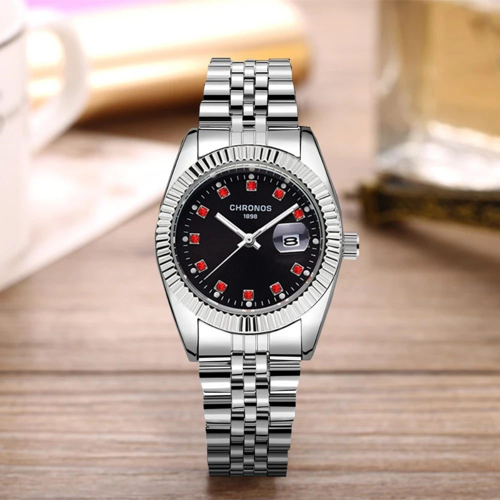 Luxury Brand New Women's Wristwatch Elegant Quartz Watch 32mm Ladies Fashion Waterproof Watches Stainless Steel Rhinestone Clock