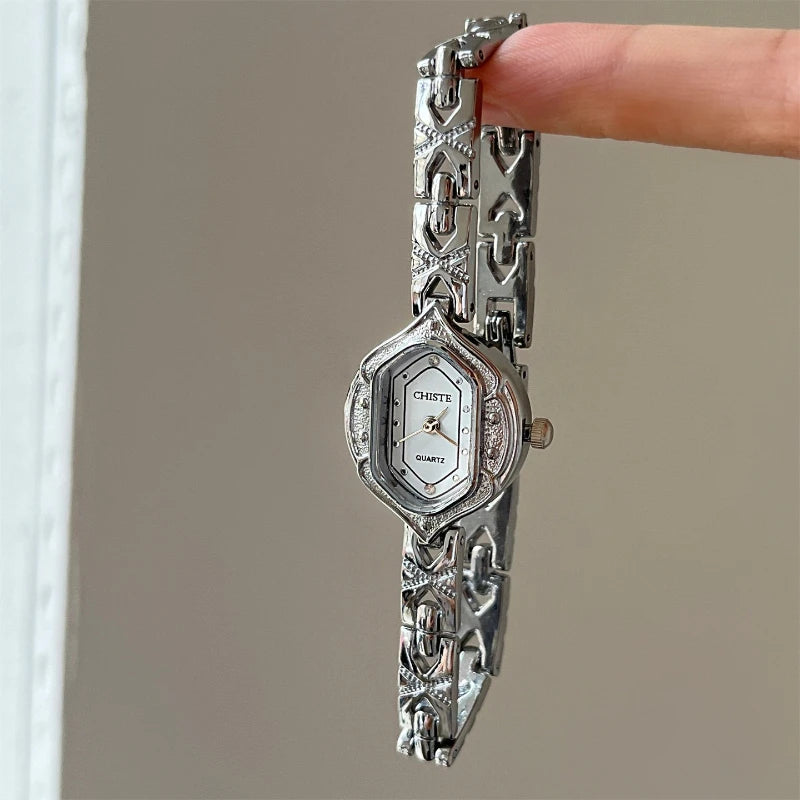 Retro Polygonal Dial Rhinestone Ladies Watch
