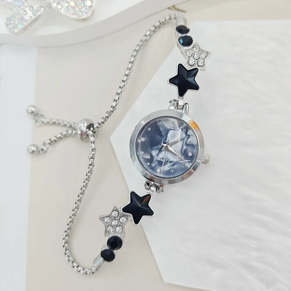 Fashion Adjustable Bracelet Watch Rhinestone Alloy Quartz Watch Ladies Wristwatch for Women Girls