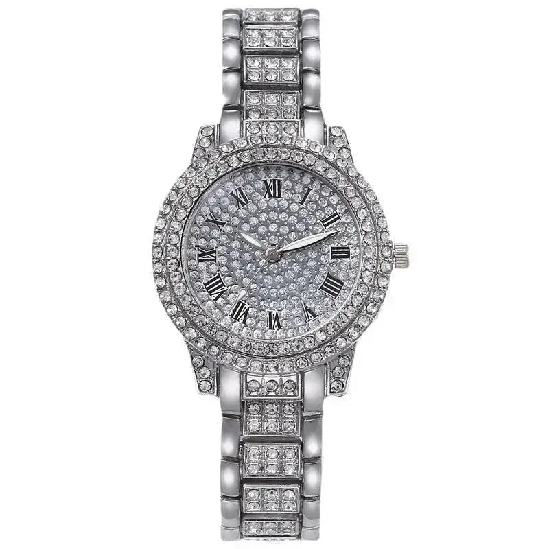 Women Men Fashion Shining Rhinestone Watch Hip Hop Number Quartz Watch Full Diamond Elegant Wristwatch Clock Friend Couple Gifts