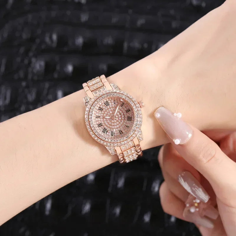 Women Men Fashion Shining Rhinestone Watch Hip Hop Number Quartz Watch Full Diamond Elegant Wristwatch Clock Friend Couple Gifts