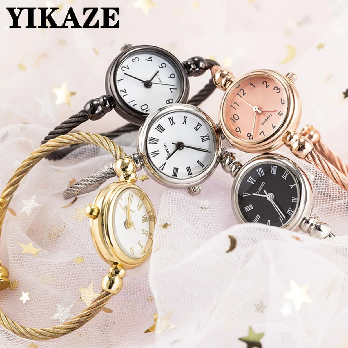 Retro Ladies Quartz Wristwatch Women Watches Small Gold Bangle Bracelet Watch Stainless Steel Clock Fashion Casual Dress Watch