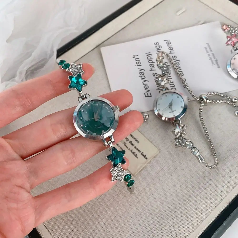 Fashion Adjustable Bracelet Watch Rhinestone Alloy Quartz Watch Ladies Wristwatch for Women Girls