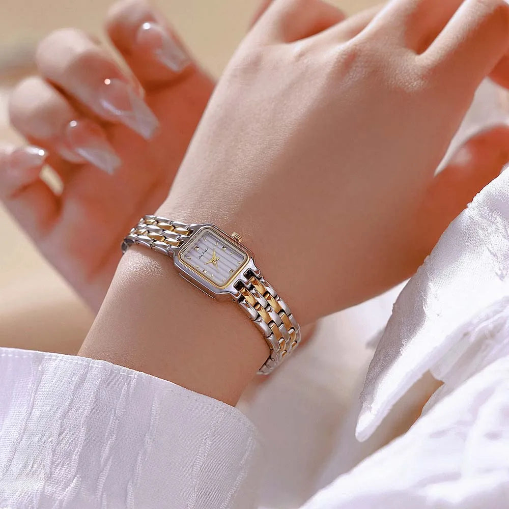 Women’s Fashion Square Small Dial Watch Stainless Steel Bracelet Luxury Quartz Wristwatch Simple Lady Dress Gift 2025 New