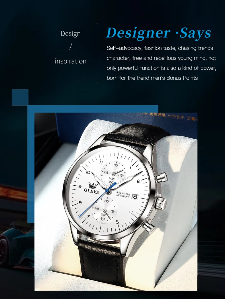 OLEVS 2880 Mens Watch Classic Original Multifunctional Quartz Watch Waterproof Luminous Date Watches For Men Box Gift