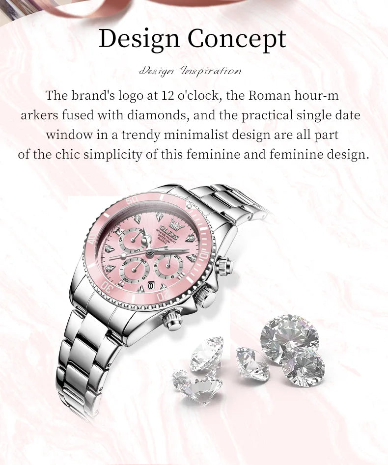 OLEVS 5632 Luxury Women Watch Original Quartz Watch Multi Functional HD Date Waterproof Luminous Chronograph Women Gift Watch
