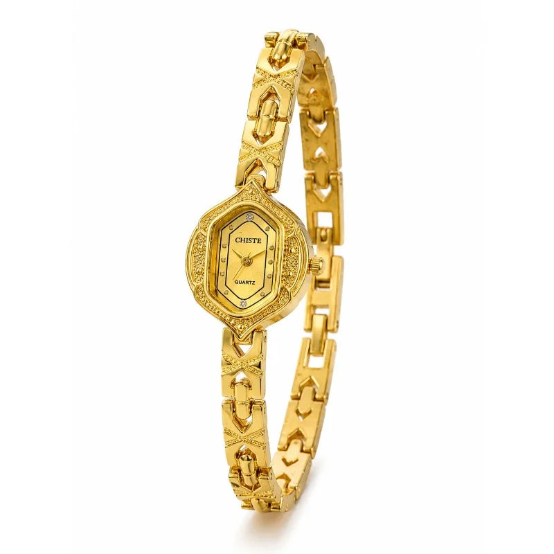 Retro Polygonal Dial Rhinestone Ladies Watch