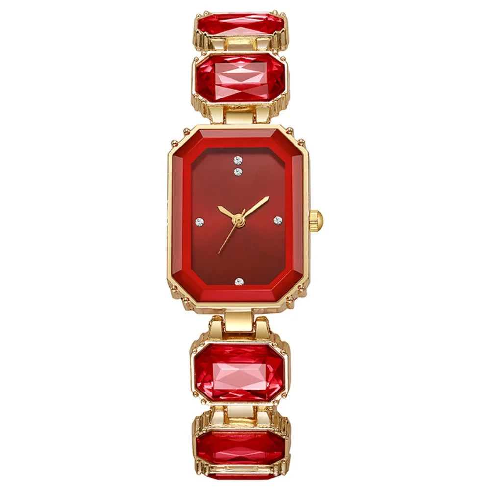 Rhinestone Quartz Watches Diamond Studded Watch Strap with Adjustable Bracelet Women Wristwatch Square Shaped Watch Women Girl
