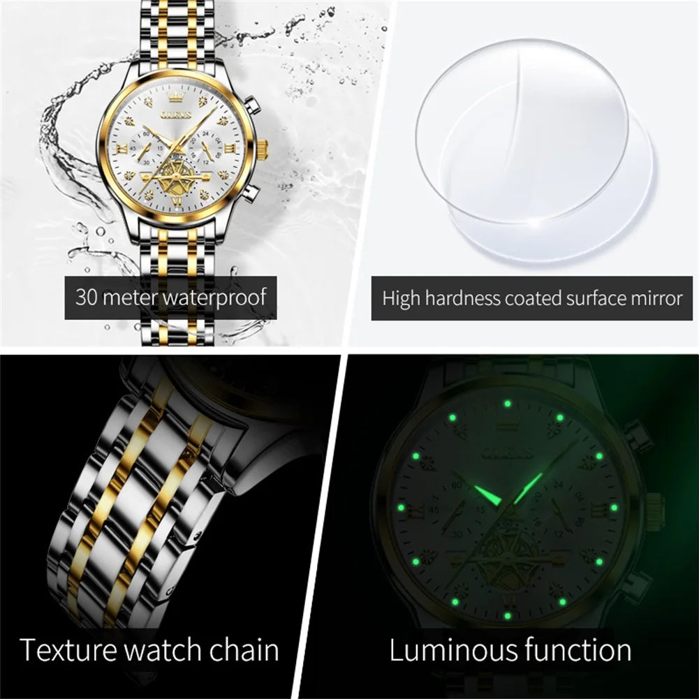 OLEVS 2897 Watches for Women Original Ladies Watch Waterproof Chronograph Sports Business Elegant Women's Quartz Wristwatches