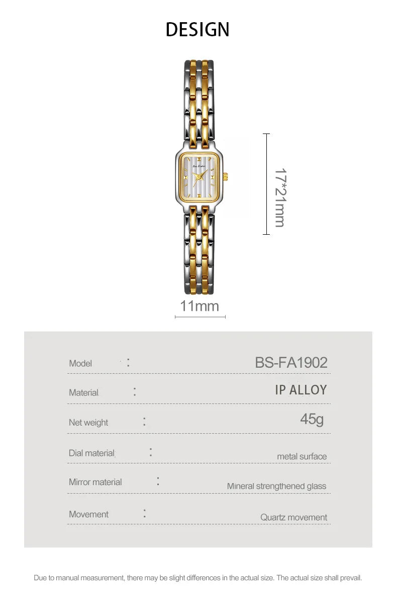 Women’s Fashion Square Small Dial Watch Stainless Steel Bracelet Luxury Quartz Wristwatch Simple Lady Dress Gift 2025 New