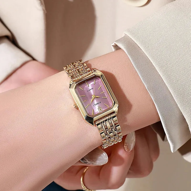 Elegant Rectangle Luxury Ladies Quartz Watch Stainless Steel Strap Women Wristwatch Reloj Mujer Relogio Feminino Female Gift