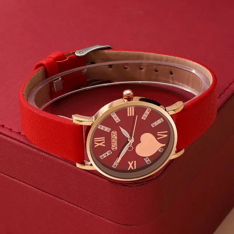6-Piece Heart Dial Quartz Watch Set