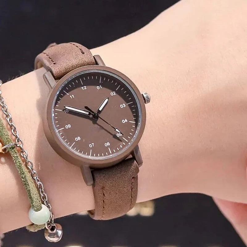 Women's Watch PU Leather Strap Bracelet Women Quartz Watches Small Round Dial Fashion Wristwatch for Ladies Girls