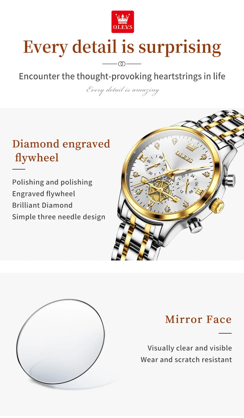 OLEVS 2897 Watches for Women Original Ladies Watch Waterproof Chronograph Sports Business Elegant Women's Quartz Wristwatches