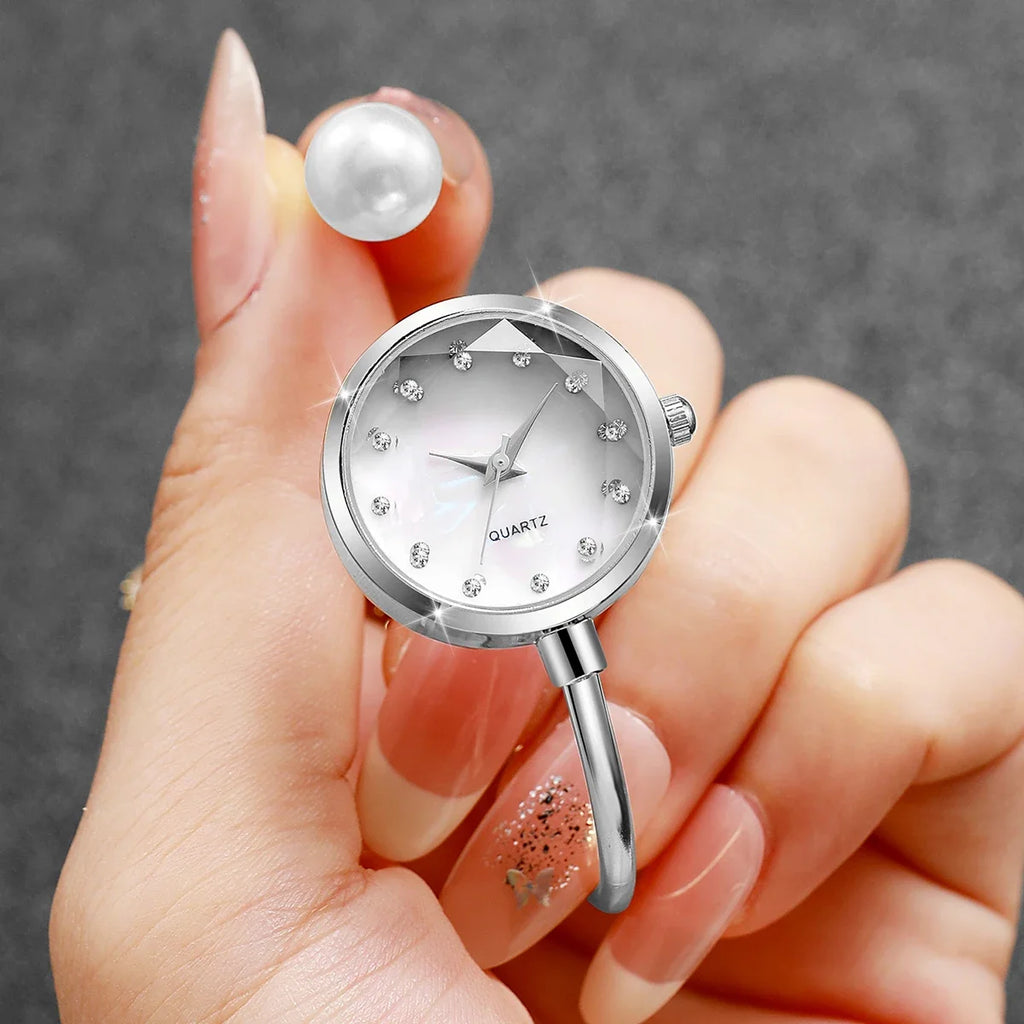 Elegant Pearl Bracelet Strap Women Quartz Wristwatch Fashion Diamond Dial Watch For Ladies Clock Reloj Mujer