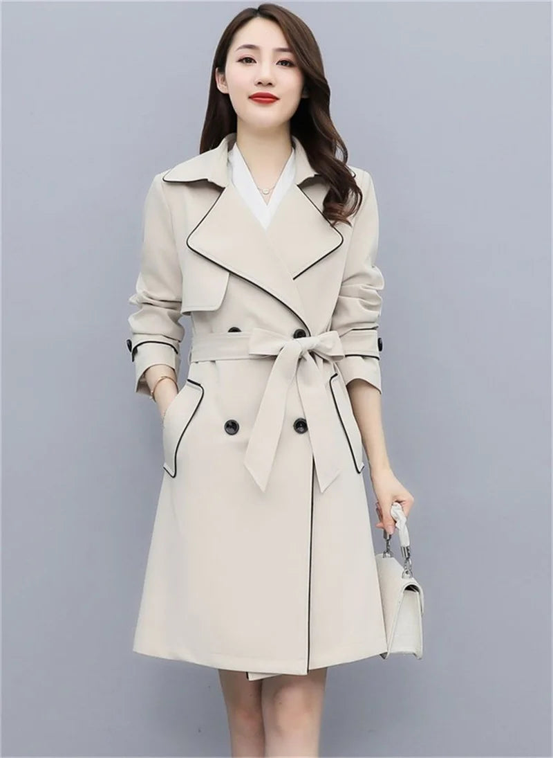 Women's Double Breasted Trench Coat with Belt